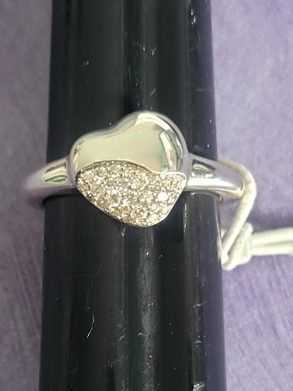 JOHN HARDY Sterling Silver Heart Pavé Diamond Ring - 7